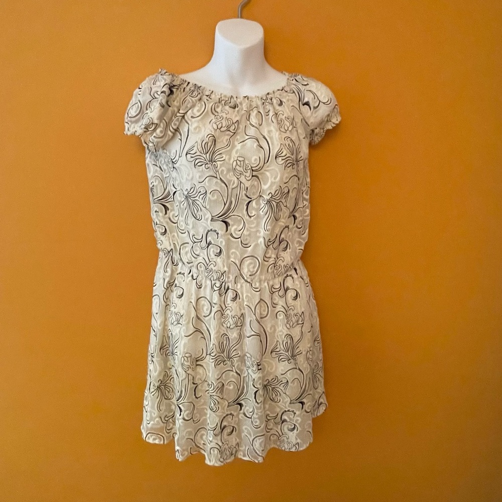 Ramy Brook silk mini dress black and white switl nwt S